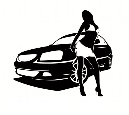 Силуэт девушки и авто