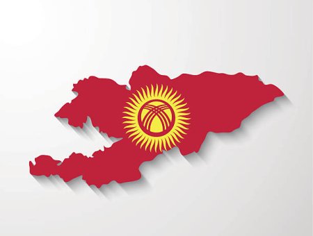 Карта Кыргызстана с флагом