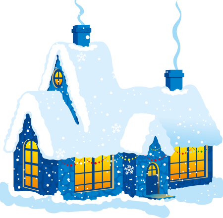 Новогодний домик на прозрачном фоне