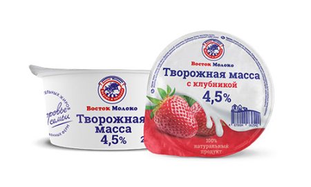 Творожная масса с клубникой в упаковке