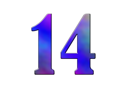 Цифра 14 на прозрачном фоне