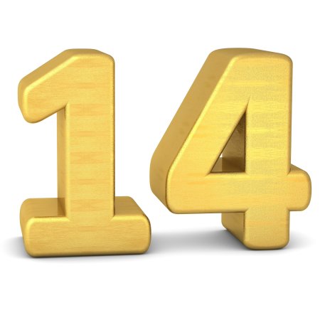 Цифра 14 Золотая