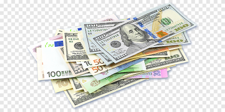 Иностранная валюта на белом фоне