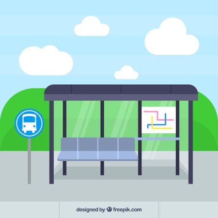 Автобусная остановка на прозрачном фоне