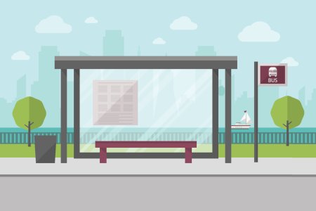 Автобусная остановка сбоку вектор