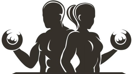 Силуэт спортсмена с гантелей