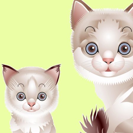 Кошка и котенок для детей