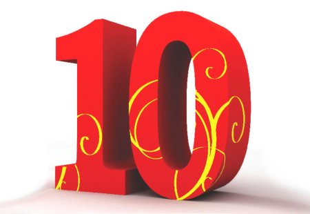 Цифра 10 красная