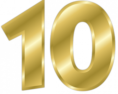 Цифра 10 Золотая