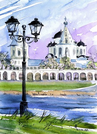 Великий Новгород акварель