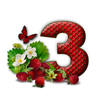 Цифра 3 с клубникой