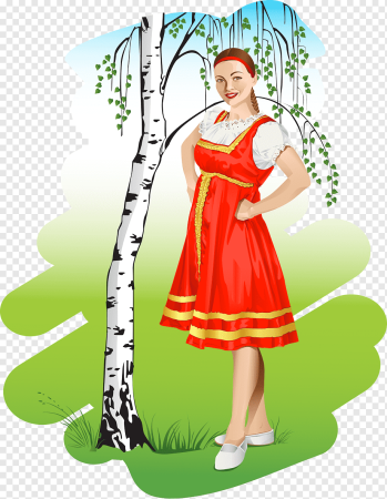Девушка сарафан березы