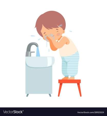 Ребёнок умывается вектор