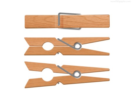 Прищепка деревянная на прозрачном фоне