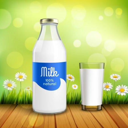 Бутылка молока и стакан