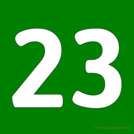 Цифра 23 на зеленом фоне