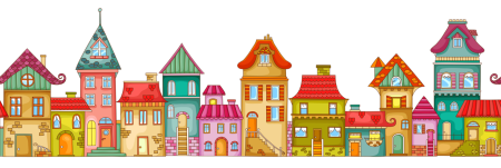 Домики мультяшные в ряд