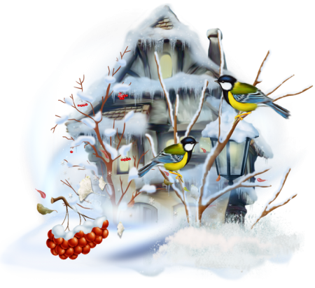 Птицы зимой вектор