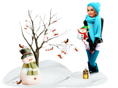 Девушка зима на прозрачном фоне