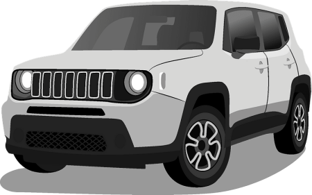 Белый Jeep Renegade на белом фоне