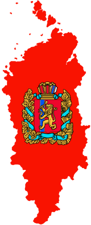 Карта и флаг Красноярского края