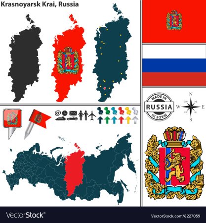 Карта Красноярского края с гербом