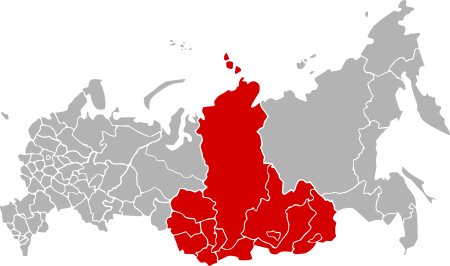Расположение Красноярского края на карте России