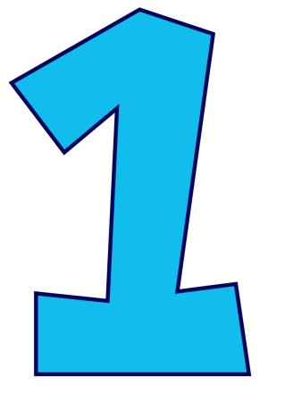 Цифра 1 голубая