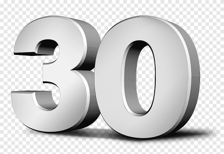 Цифра 30 на прозрачном фоне