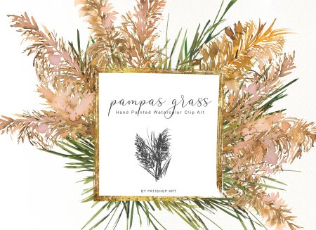 Boho Pampas grass Watercolor