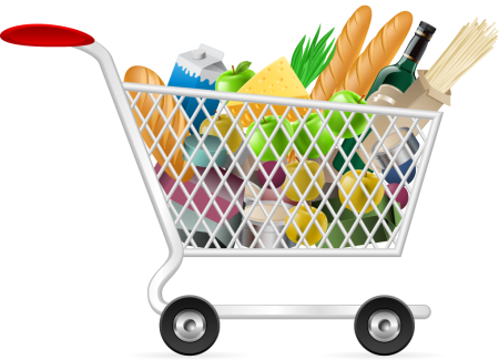 Тележка с продуктами вектор