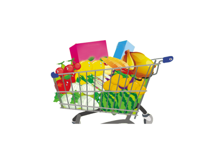 Тележка с продуктами вектор