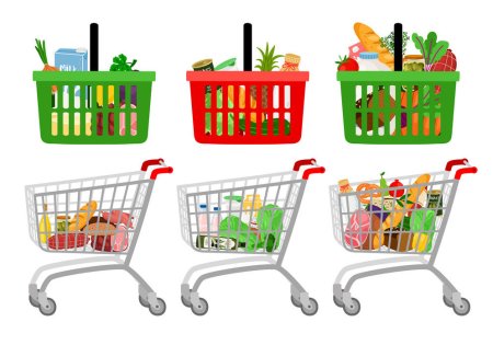 Иллюстрация продуктовая тележка для продуктов