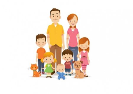 Многодетная семья вектор