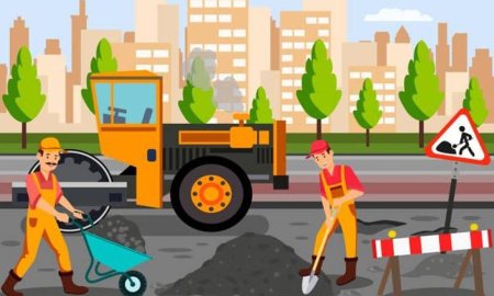 Дорожные работы иллюстрация