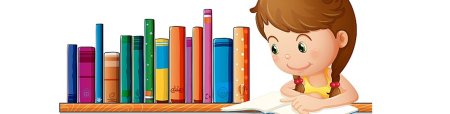 Дети с книгами на прозрачном фоне