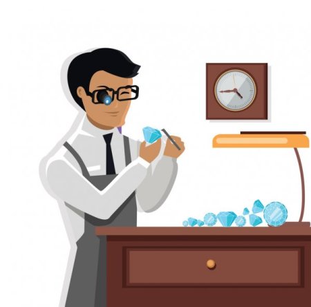 Ювелир за работой нарисованный