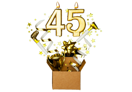 Красивая цифра 45 на прозрачном фоне