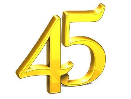 Цифра 45 на прозрачном фоне