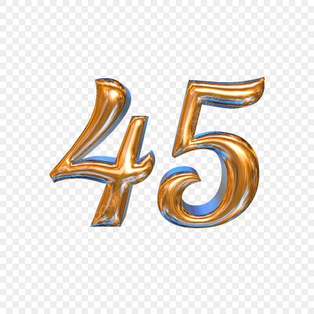 Цифра 45 на прозрачном фоне
