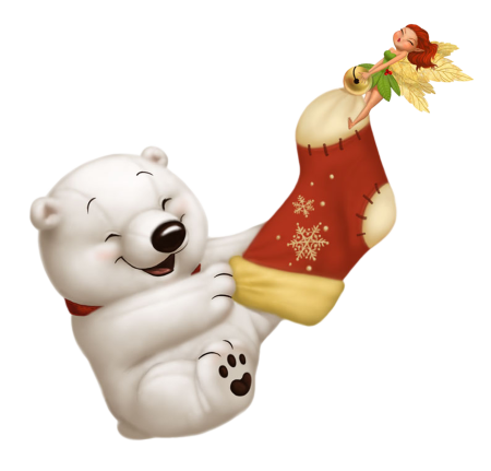 Новогодний Медвежонок стикер на прозрачном фоне