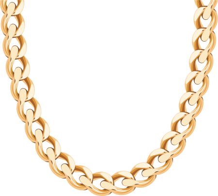 Золотая цепочка на прозрачном фоне