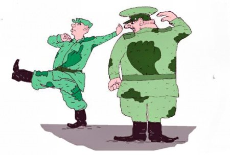 Карикатура солдата в армии