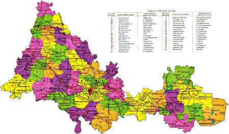 Карта Оренбургской области по районам