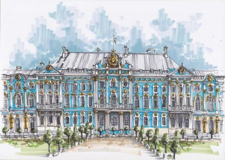 Раскраски Санкт-Петербург Петергофский дворец
