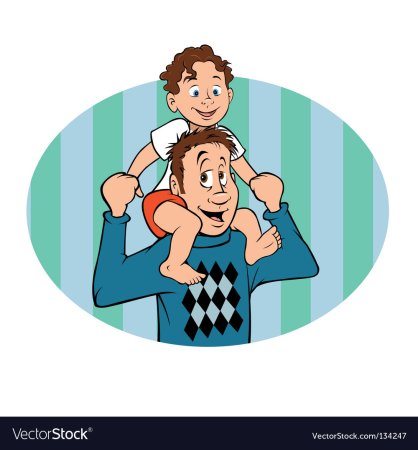 Мультяшный папа с детьми