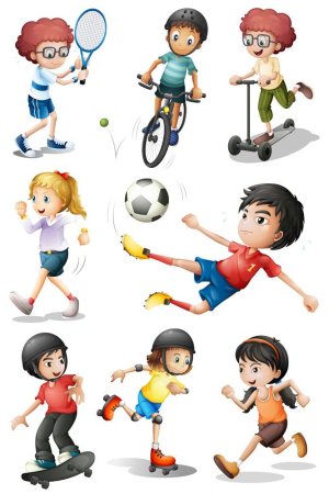 Фигурки детей занимающихся спортом