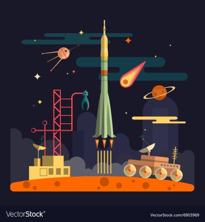 Иллюстрации космоса в стиле Flat