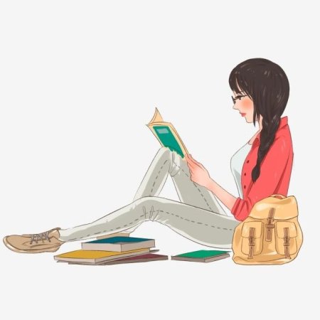 Нарисованная девушка с книгой