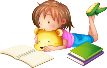 Дети с книгами на прозрачном фоне